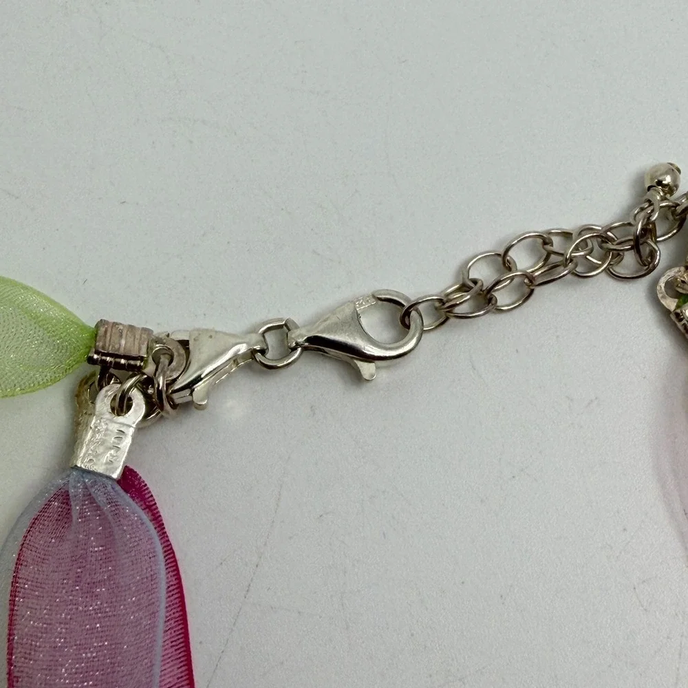 Necklace Sand Dollar Pendant Vintage Gold Tone Chain Organza Ribbon Cord Set